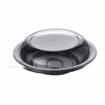 750 CC Yuvarlak Siyah Salata Kabı (Kap+Kapak)